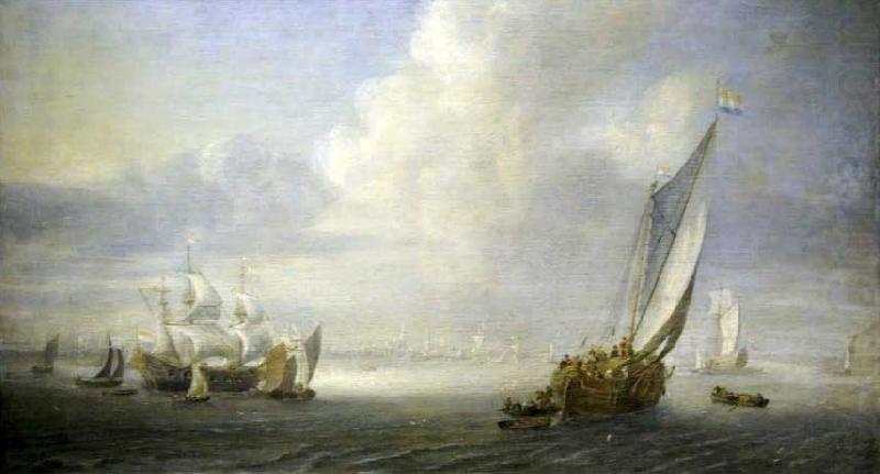 Abraham van der Hecken Seascape with a port in the background china oil painting image